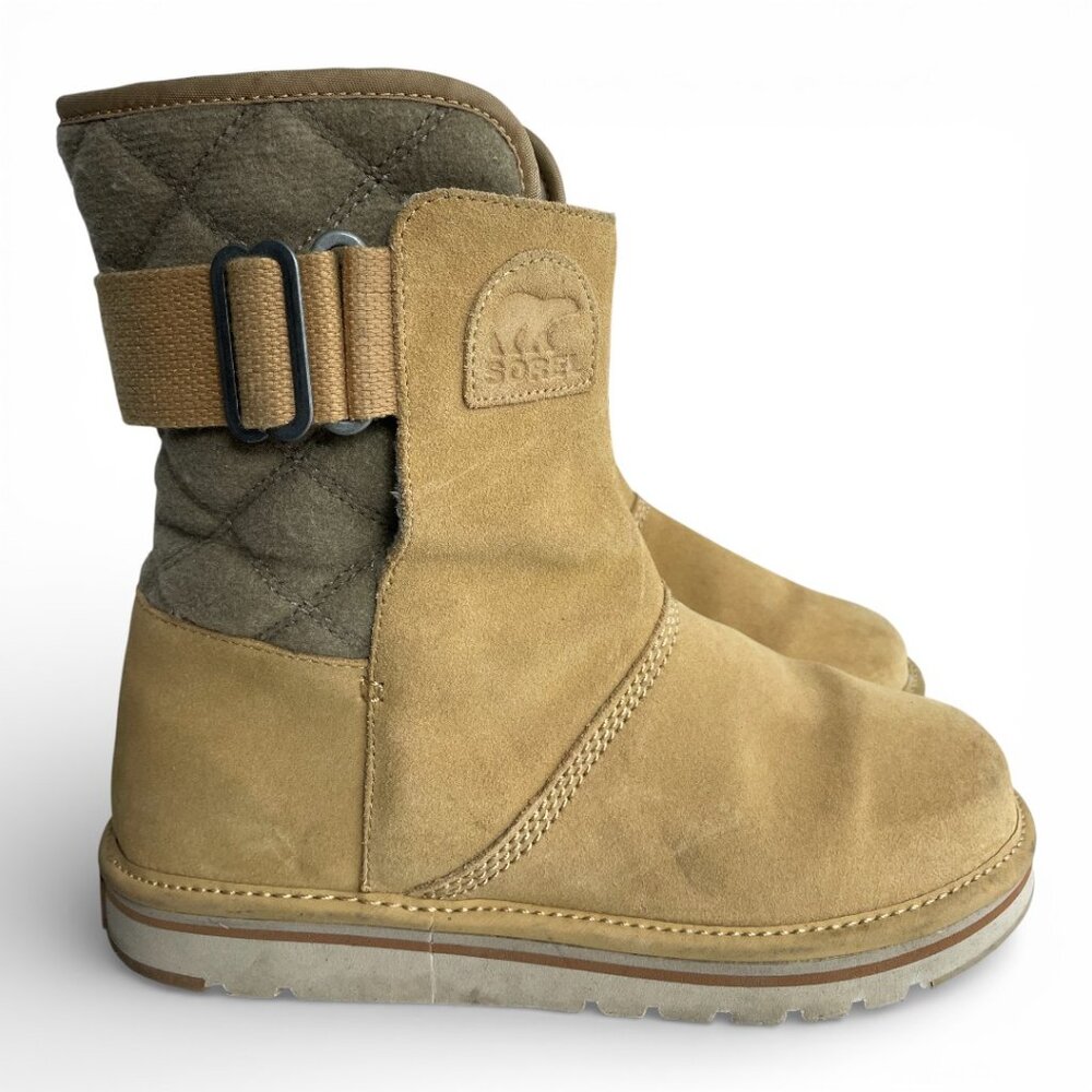 Sorel Campus Beige Tan Suede Leather Insulated Winter Boots NL2068-373 Women's 9 - Picture 2 of 14